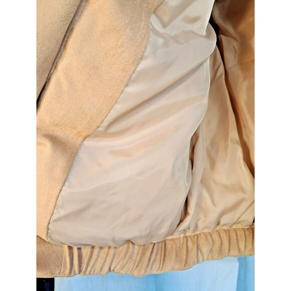 Express Faux Suede Tan Puffer Vest Zip Sample Size Mens Small Womens Large - Picture 7 of 15